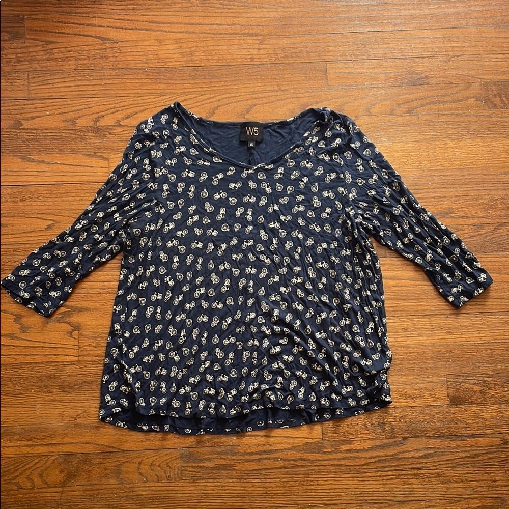 W5 Women's Navy and White Bicycle Top